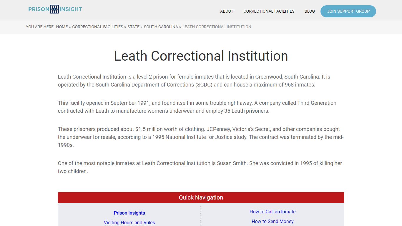 Leath Correctional Institution - Prison Insight